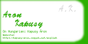 aron kapusy business card