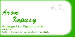 aron kapusy business card